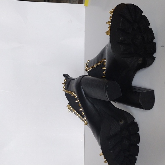 Cape Robbin Black and Gold Studded Ankle Boots - Picture 3 of 5